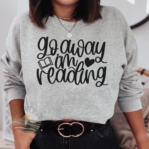 Tops - Go Away I'm Reading Sweatshirt - Heather Grey